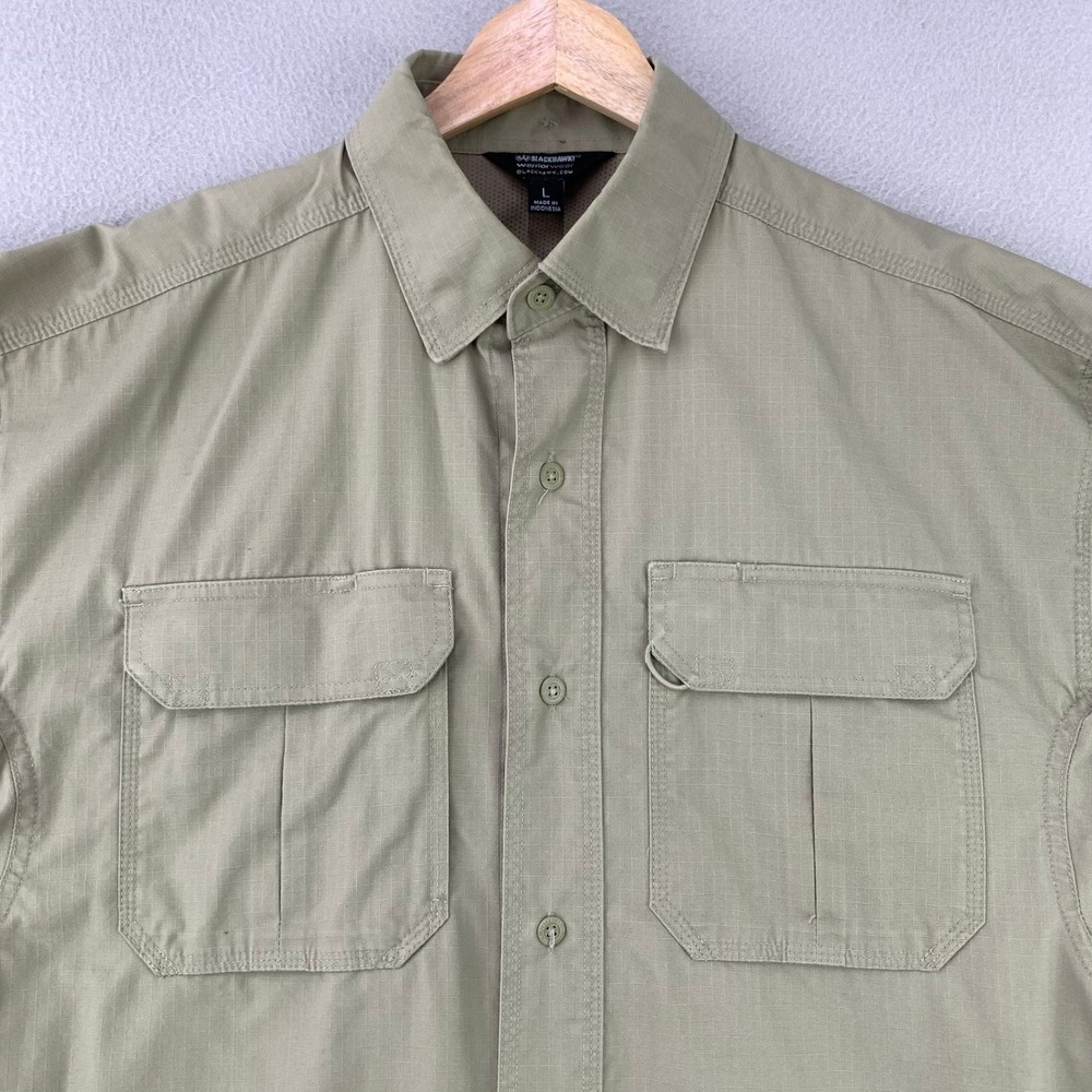 Blackhawk Tactical Shirt Mens Large Tan Ripstop Roll Sleeve Utility Military